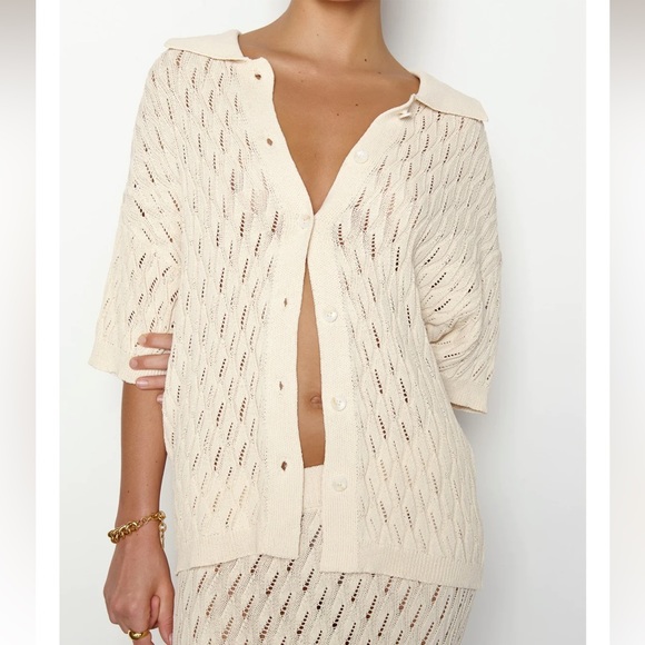 SNDYS Crochet button down - Picture 1 of 3